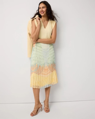 Pleated Chiffon Midi Skirt | White House Black Market